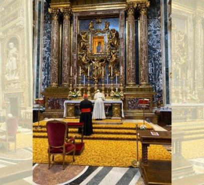 O Papa reza na Santa Maria Maior por sua viagem à Ásia